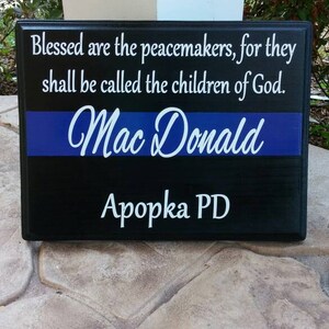 Thin Blue Line Quote with last name & badge . 14 x 20 Plaque | Etsy