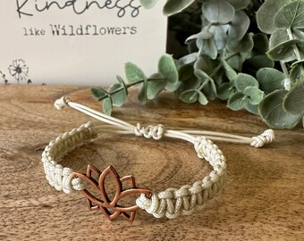 Adjustable Lotus Flower Bracelet