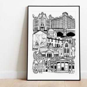Impression d&#39;illustration Paisley Landmark. Cadeau Skyline Paisley