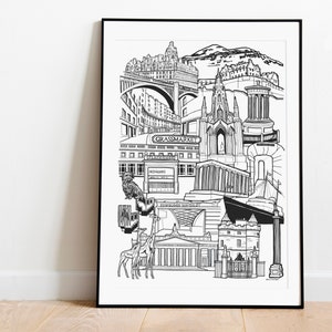 Edinburgh Print, Edinburgh skyline, Edinburgh gift, Scottish gift, Edinburgh travel, Edinburgh art, Edinburgh Fringe