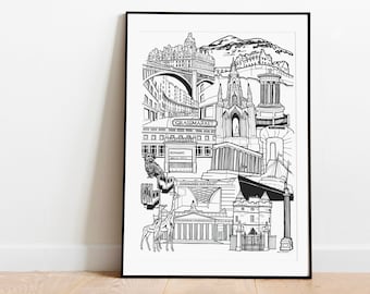 Edinburgh Print, Edinburgh skyline, Edinburgh gift, Scottish gift, Edinburgh travel, Edinburgh art, Edinburgh Fringe