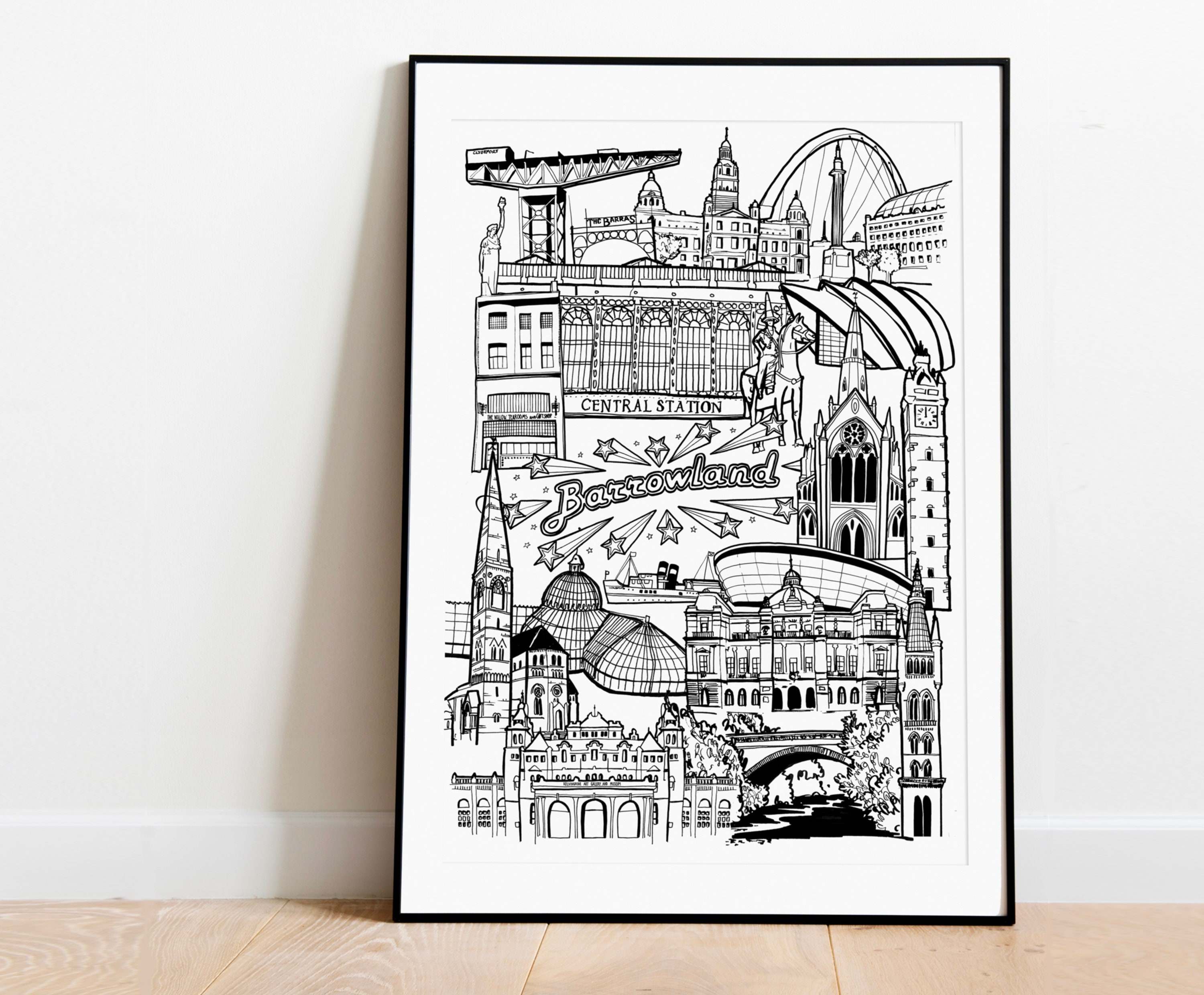 Glasgow Landmark Illustration Print. Glasgow Skyline Gift for Etsy UK