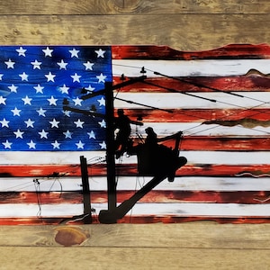 American Flag1 Tattered lineman Crew