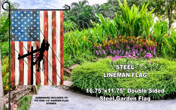 Steel Lineman Garden Flag With Stand Etsy