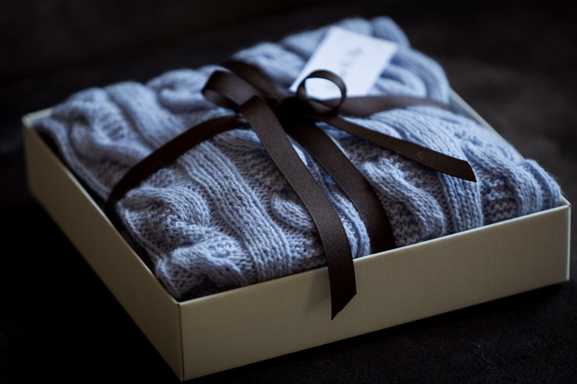 Cashmere Baby Blanket in Blue Etsy