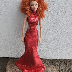 Doll clothing | Fashion doll clothes | Red dress for 11,5 inch fashion dolls |  Doll outfit in 1:6 scale | Handmade |