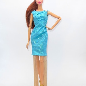 Blue dress for IT Integrity toys, 11 - 12&quot; dolls, handmade.
