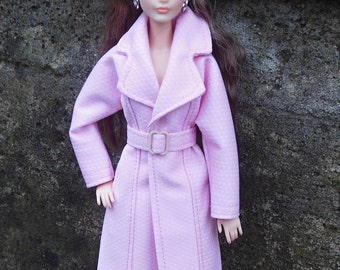 Doll clothing | Fashion doll clothes |  Long coat with belt for 11,5" fashion dolls |Doll outfit in 1:6 scale | Handmade |