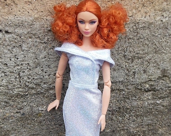 Doll clothing | Fashion doll clothes | Silver dress for 11,5 inch fashion dolls | Doll outfit in 1:6 scale | Handmade |