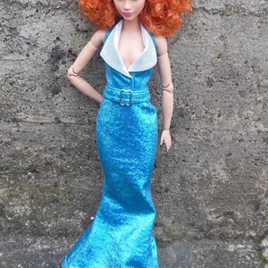 Doll clothing | Fashion doll clothes | Blue dress with belt  for 11,5 inch fashion dolls | Doll outfit in 1:6 scale | Handmade |