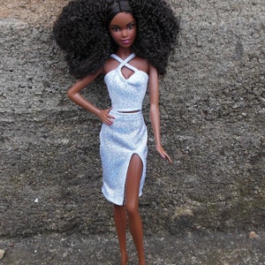 Doll clothing | Fashion doll clothes | Silver dress for 11,5 inch fashion dolls | Doll outfit in 1:6 scale | Handmade |