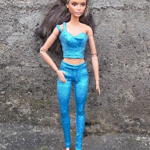 Doll clothing | Fashion doll clothes | Blue outfit - top and pants -  for 11,5 inch fashion dolls | Doll outfit in 1:6 scale |  Handmade |