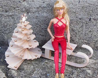 Doll clothing | Fashion doll clothes | Red outfit - top and pants - for 11,5 inch fashion dolls | Doll outfit in 1:6 scale | Handmade |