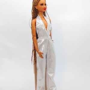 Ropa de muñeca / Ropa de muñeca de moda / Monos plateados para muñecas de moda de 11,5 pulgadas / Traje de muñeca en escala 1:6 / Hecho a mano /
