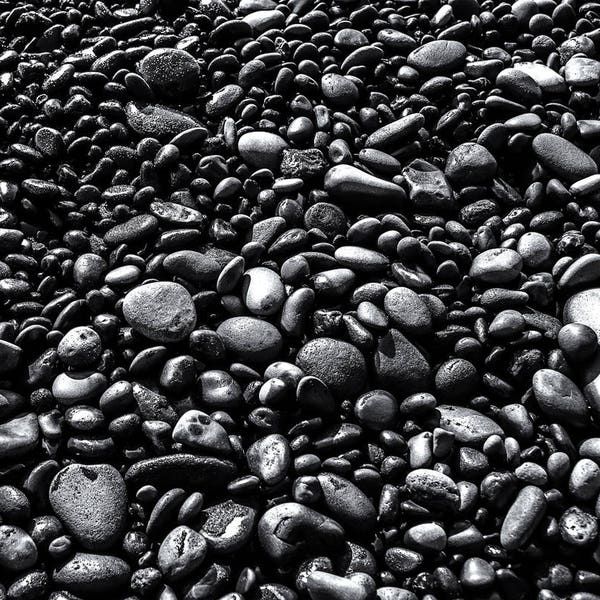 Black Rocks Photograph, Fine Art, Contrast, Stark, Beach, Black And White, Smooth Water, Nature, Dark, Shadows, Bold, Wall Art, Large Print