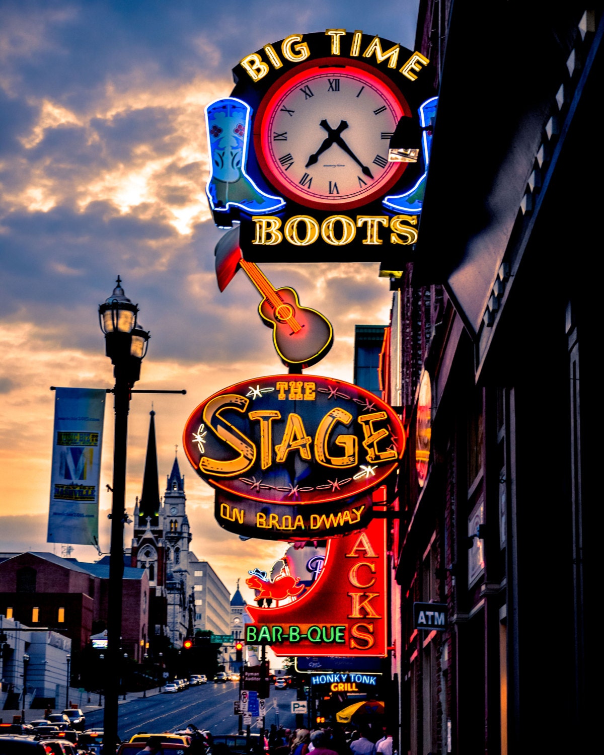 Nashville Neon Signs Photo, Downtown Nashville, Broadway, Tennessee
