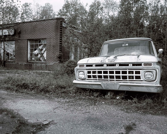 Old Ford Truck Vintage Photograph Rusty Classic 60s Pick Up Large Print Abandoned Old Country Back Road American Mid Century