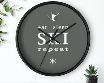 Snowboarding Wall Clock Wood Home Kitchen Decor Ski Sign Unique Snowboarder Gift Man Husband Extreme Sport Lovers Skiing Art Snowboard Clock