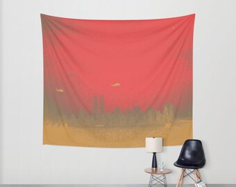 World Trade Center Helicopter, Wall Tapestry,New York,City,Modern Wall Art,Home Decor,Accessories,Bedroom Art,Unique Design, Wall Hanging
