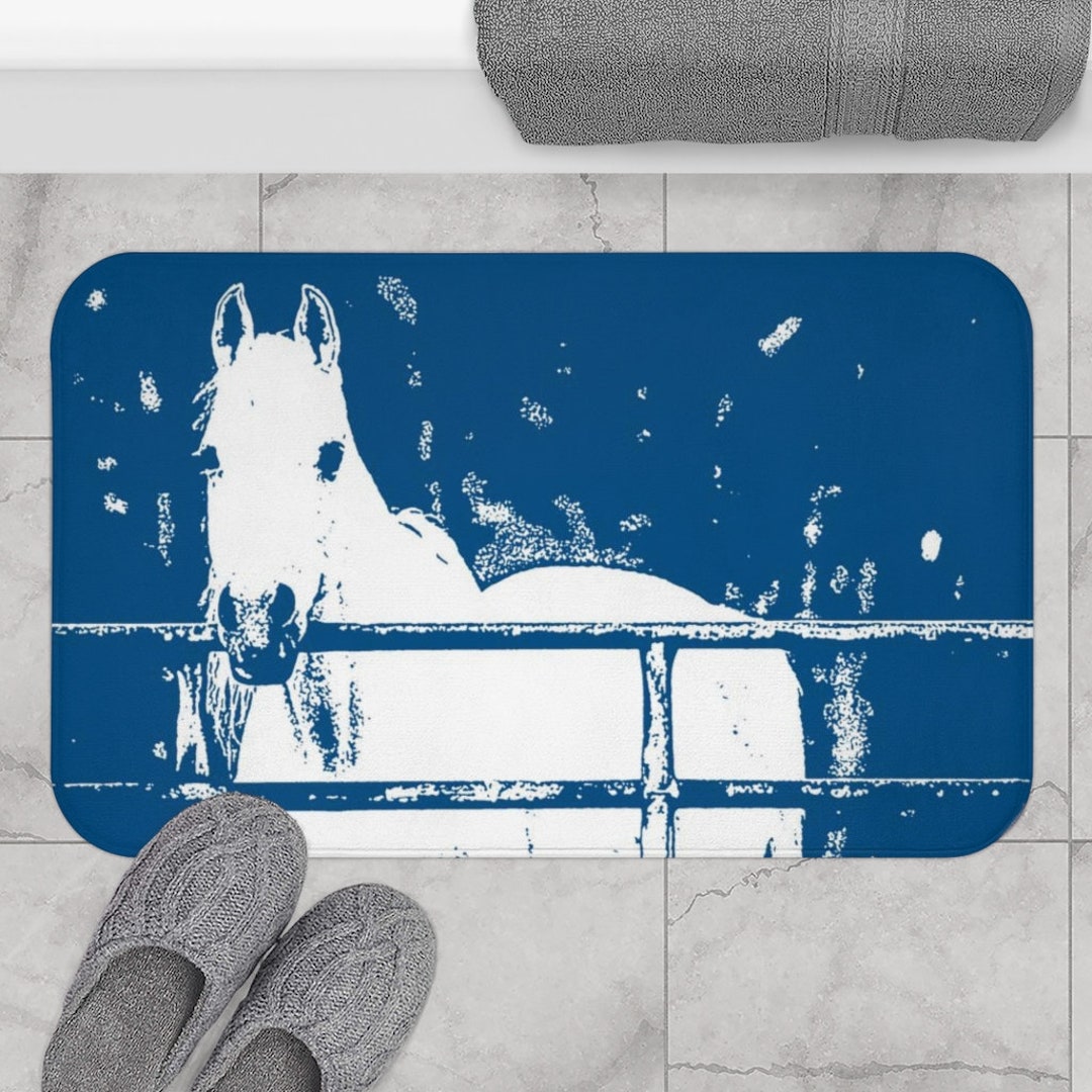 Blue Horse Bath Mat, Animal Decor, Bathroom Decor, Farmhouse Decor, Kitchen Mat, Floor Mat Etsy
