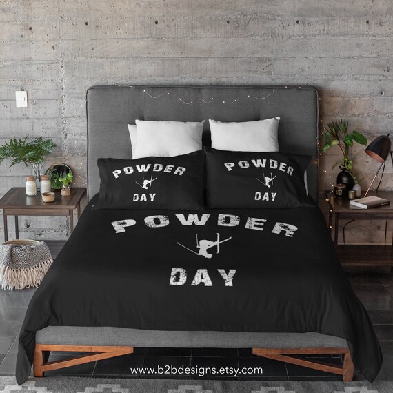 Skiing Duvet Cover Powder Day White Shop Powder Snow Pillow Cases online