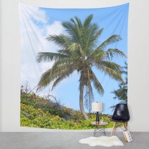 Wall Tapestry, Palm Tree, Green, Blue, Modern Wall Art, Home Decor,Home Accessories,Bedroom Art,Unique Design,,Beach Decor Wall Hanging