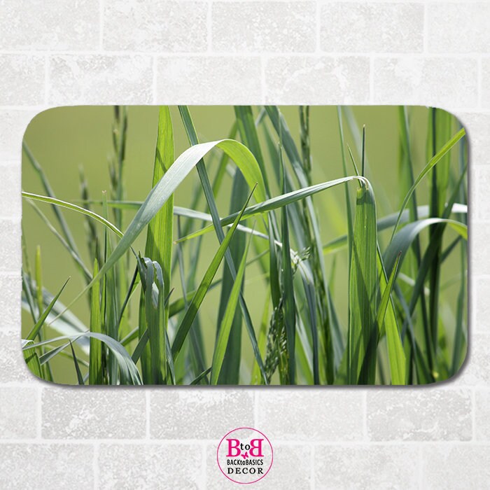 Green Grass - Bath Mat, Nature Bathroom Decor, Green Floor Mat, Kitchen Mat, Microfiber Floor Mat, Kitchen Floor Decor, Interior Design