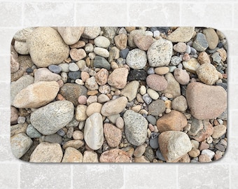 Beach Rocks - Bath Mat, Beach Decor, Beach Bath Mat, Rock Floor Mat, Nature Inspired Floor Decor, Rustic Bathroom Decor