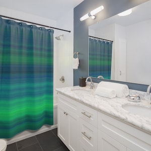 Green Gradient Shower Curtain, Summer Shower Curtain, Colorful Bath Curtain, Bathroom Decor, Bathroom Art, Modern Home Decor
