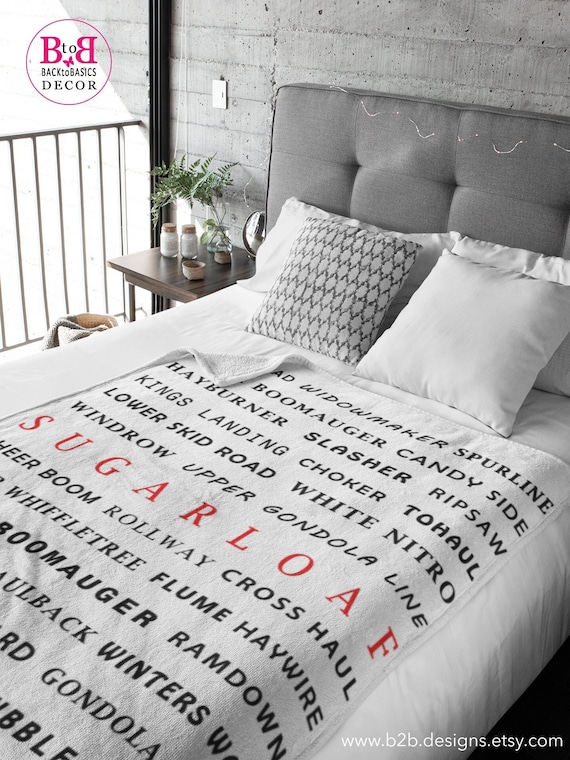 Sugarloaf Mountain Maine Ski Trails, Throw Blanket Cozy Fleece Blanket, Modern Winter Decor, Ski House Lodge Decor, Ski Blanket, Skiing Gift