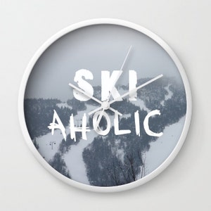 SKIaholic, Photo Wall Clock, Black,White,Retro Clock,Home Dec,Winter Clock,Home Accessies,Interi Design,Ski Dec,Winter Living