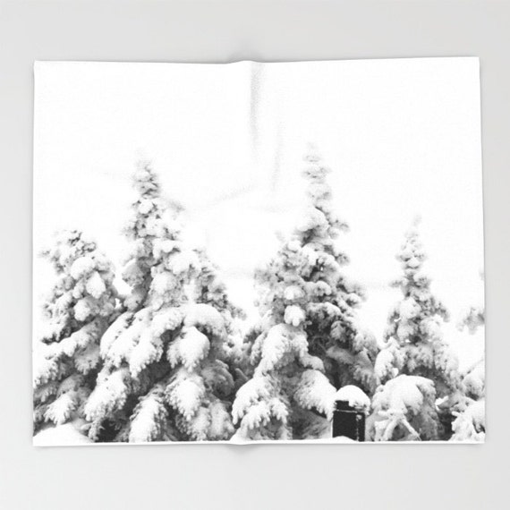 Throw Blanket Snow Covered Pines Modern Bedroom Decor Etsy