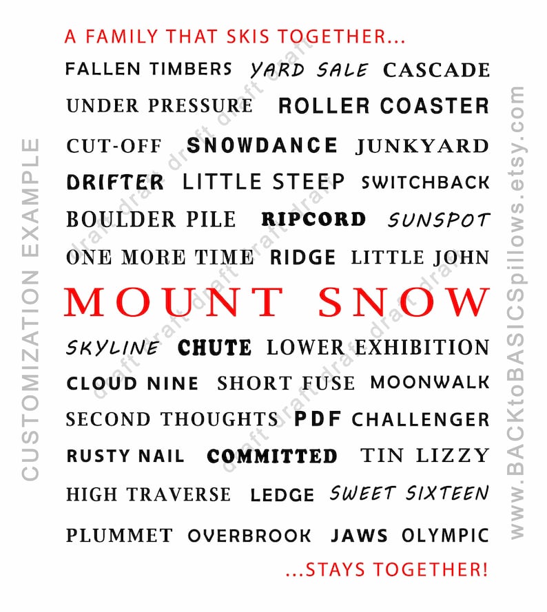 May include: A black and white word search puzzle with the words "A family that skis together..." and "...stays together!" at the top and bottom of the puzzle. The puzzle includes words related to skiing, such as "fallen timbers", "yard sale", "cascade", "under pressure", "roller coaster", "cut-off", "snowdance", "junkyard", "drifter", "little steep", "switchback", "boulder pile", "ripcord", "sunspot", "one more time", "ridge", "little john", "mount snow", "skyline", "chute", "lower exhibition", "cloud nine", "short fuse", "moonwalk", "second thoughts", "pdf challenger", "rusty nail", "committed", "tin lizzy", "high traverse", "ledge", "sweet sixteen", "plummet", "overbrook", "jaws", and "olympic".