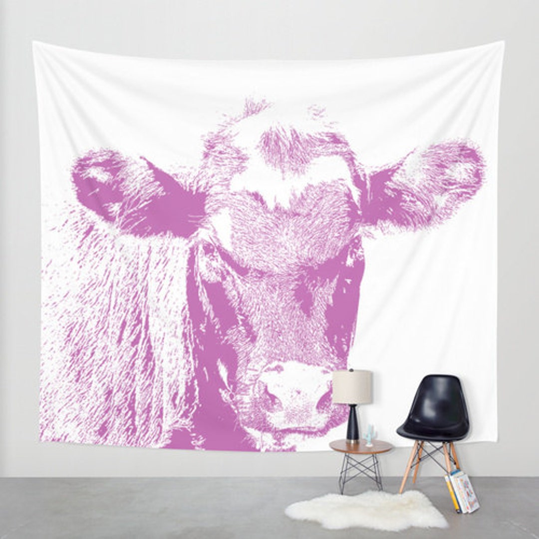 Pink Cow Wall Tapestry white pink kids Decor modern Animal Wall Art home Decor home Accessories bedroom Art unique Design Wall Hanging Etsy Canada