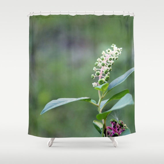 Grune Pflanze Dusche Vorhang Grun Lila Weiss Blumen Etsy