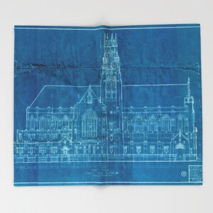 Church Elevation Blueprint,Throw Blanket,Modern Decor, Urban Decor, InteriorDesign, Fleece Blanket, Home Decor,Architctural Decor,City Decor