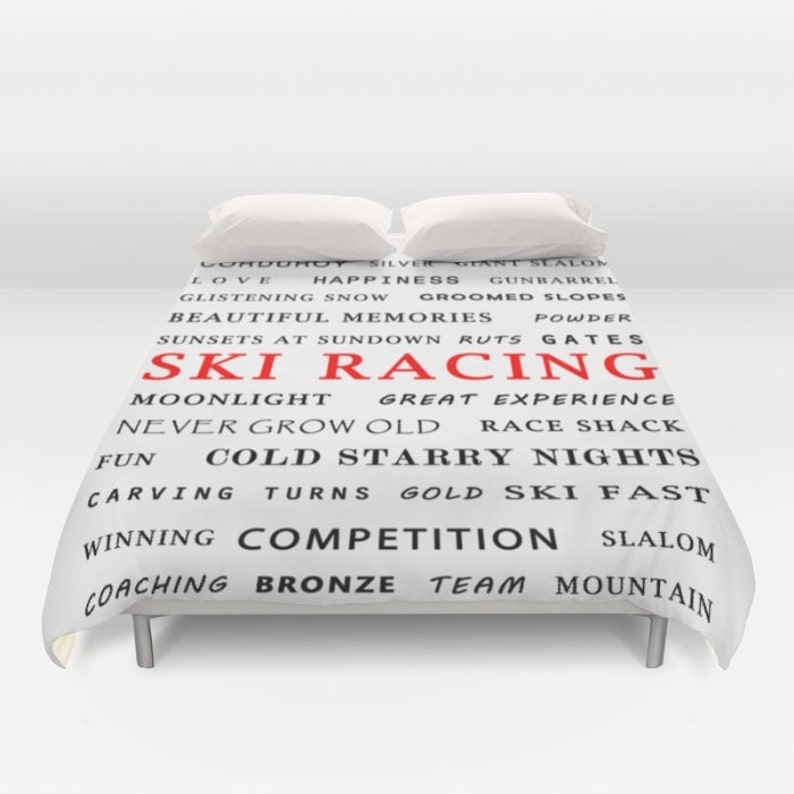 Ski Racing Duvet Cover Or Skiing Black Red Modern Image 0