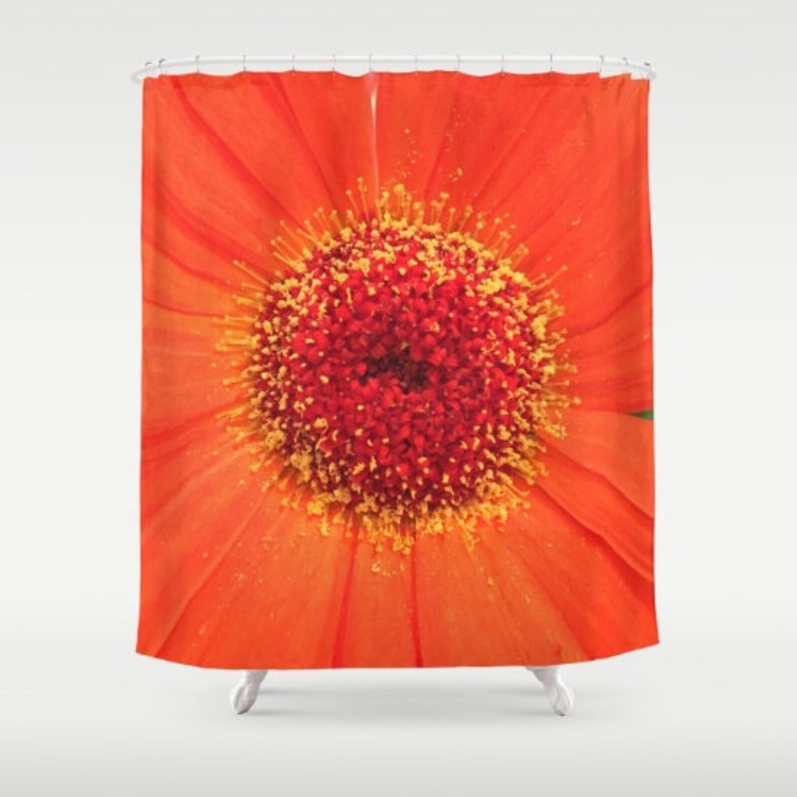 Flower Orange Shower Curtain Floral Curtain Bath Curtain Etsy