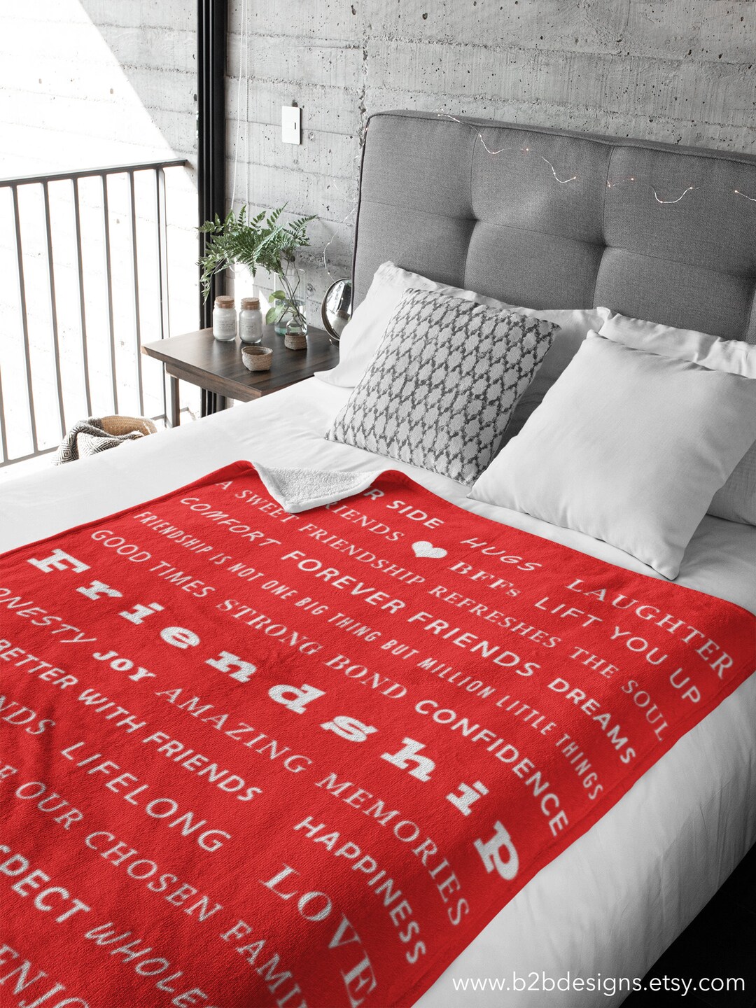 Jeff Granito's 'BFF' (Black and White and Red All Over) Personalized Cozy Blanket - Pre-Order