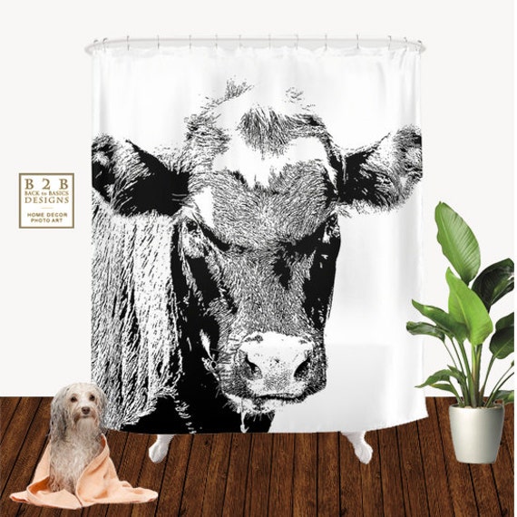 Black Cow Shower Curtain White Animal Curtainbath - Cow Shower Curtain Black And White