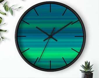 Green Gradient Wall Clock, Abstract Wall Clock, Modern Retro Wall Clock, Fun Home Decor, Round Clock, Rustic Clock, Home Accessories