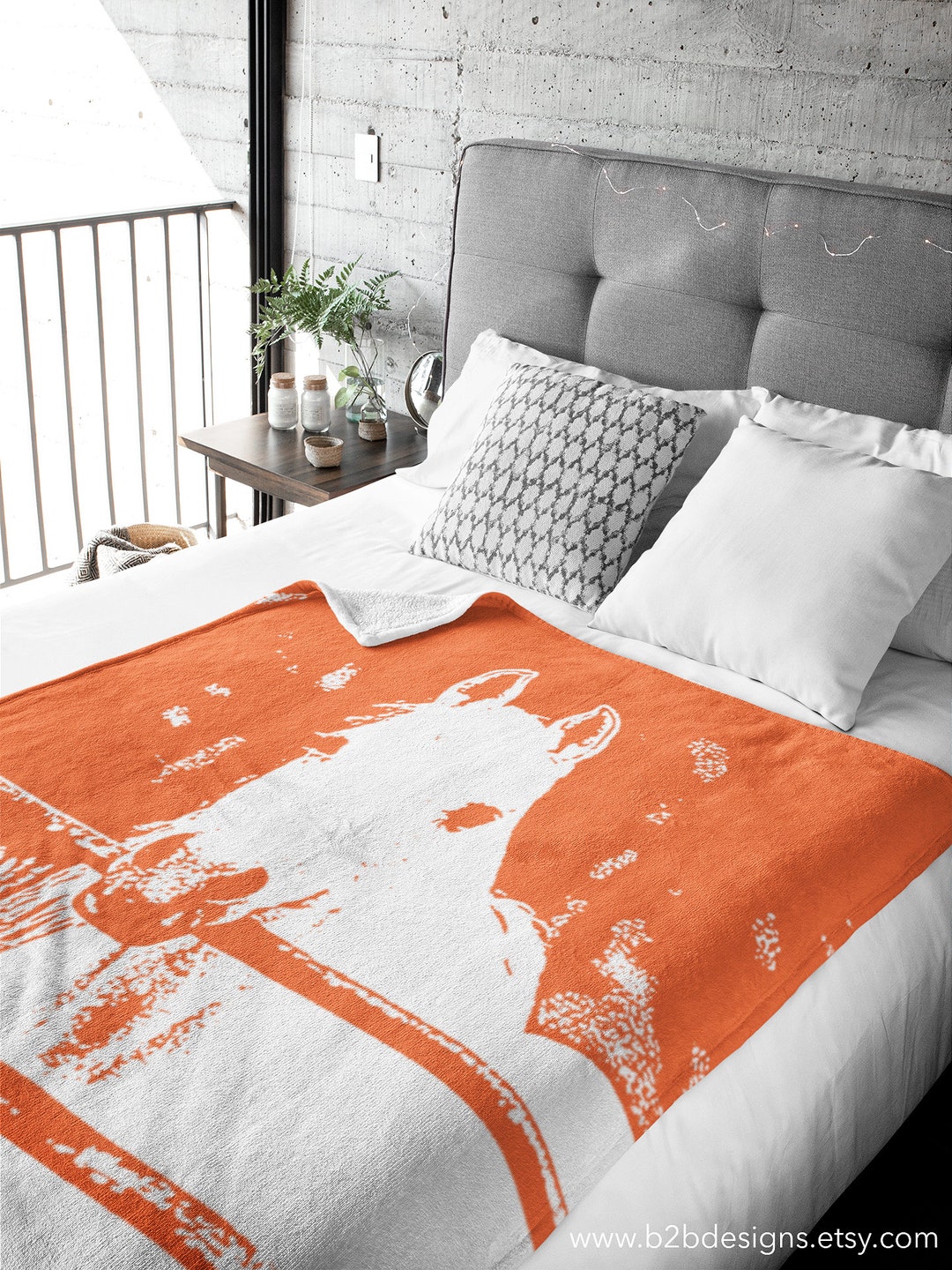 White Horse, Throw Blanket,baby Blanket, Orange,livingroom