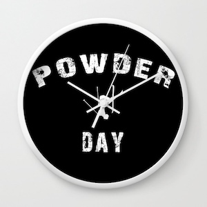 Skier Wall Clock, Powder Day, Modern Clock, Ski house, Black, Home Decor, Winter Clock, InteriorDesign, Ski Decor, Skiing Gifts, Freeskiing