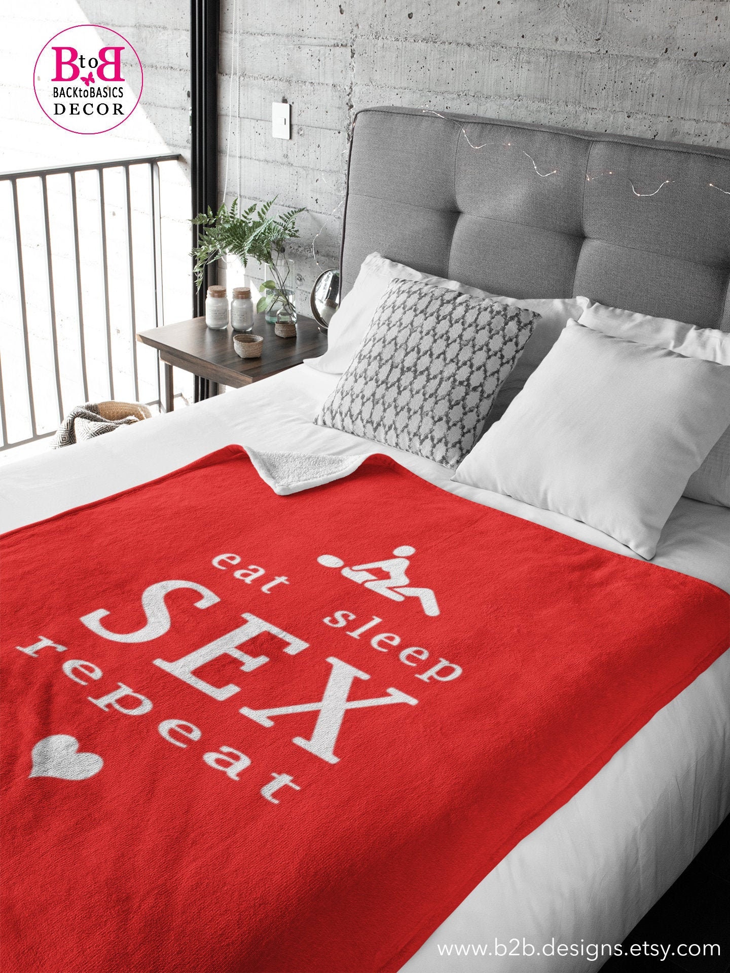 Eat Sleep SEX Repeat Red Throw Blanket Funny Blanket Modern photo