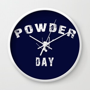 Skier Wall Clock, Powder Day, Modern Clock, Ski house, Navy Blue, Home Decor, Winter Clock, Interior Design, Ski Decor, Ski Gift, Freeskiing