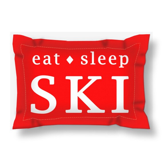 Skiing Duvet Cover Eat Sleep SKI repeat Ski Pillow Eat Sleep Ski Repeat home