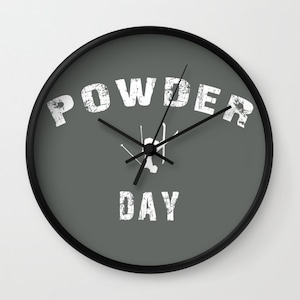Skier Wall Clock, Powder Day, Modern Clock, Ski house, Grey, Home Decor, Winter Clock, InteriorDesign, Ski Decor, Skiing Gifts, Freeskiing