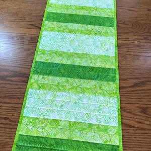 Garden Greens Batik Table Runner, Reversible