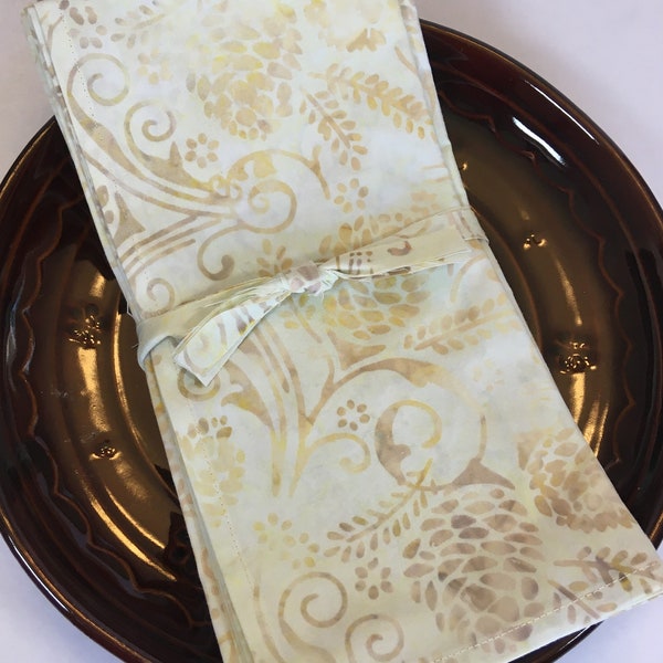 Pinecone Batik Napkins, Set of 6, FREE SHIPPING