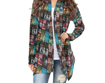 Stephen King Books All over print waterfall cardigan